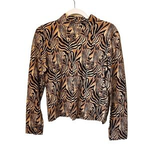 Jones New York Sport | Animal Print Long Sleeve Top | brown/black | size Large